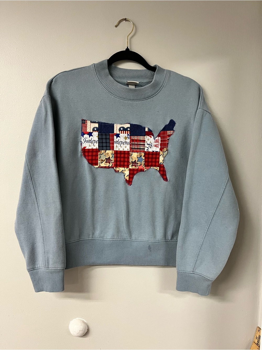 Independence Day Forth Of July America 250th Birthday upcycled vintage jumper